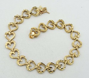 14k Yellow Gold Open Heart Diamond Cut Link Bracelet 9 4mm 7 5 11 7g S2396 Ebay