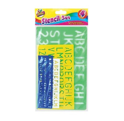 4 SCHABLONEN SET BUCHSTABEN GROSS ALPHABET BASTELN ZAHL BESCHRIFTUNG UNTERES GROSSBUCHSTABEN 