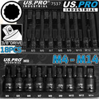 US PRO IMPACT SPLINE Bit Socket Set Short & Long Key M4 - M14 12 POINT Sockets