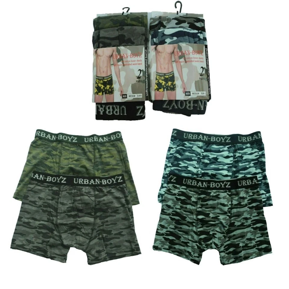 Paquete de 6 calzoncillos boxer camuflados calce suelto clásicos de algodón para hombre S-2XL Foto 2 de 4