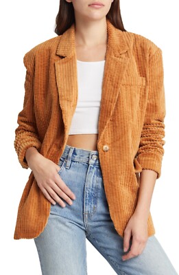 Blank NYC Oversize Wide Wale Corduroy Blazer Rust Orange Size XS