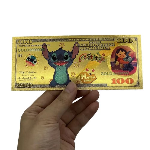 Puntada coleccionable Disney chapada en lámina de oro 24k "¡Feliz tiempo!" Juego de 7 billetes - Imagen 2 de 9