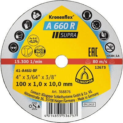 100x Klingspor A 660 R Kleintrennscheiben, 100 x 1 x 10 mm gerade Profi Pack