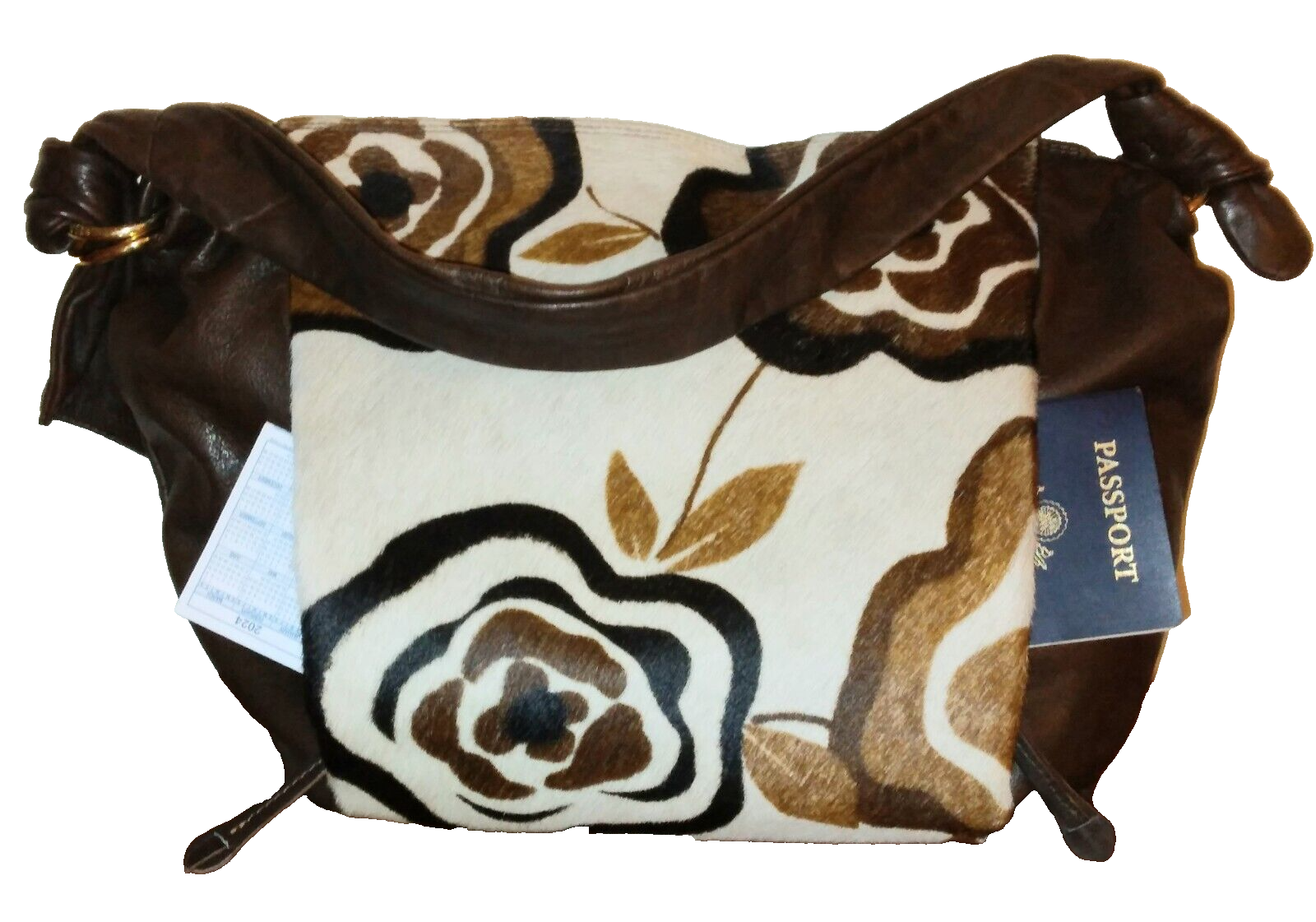 Borsa a tracolla Hobo Marco Buggiani elegante e chic in pelle e pelliccia di pony. Made in Italy