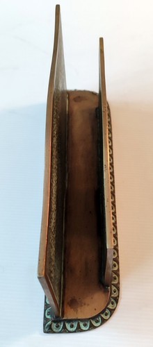 PORTE-COURRIER BRONZE PATINE SIGNE LE VERRIER BLASON FLEUR DE LYS COURONNE ROYAL - Picture 6 of 7