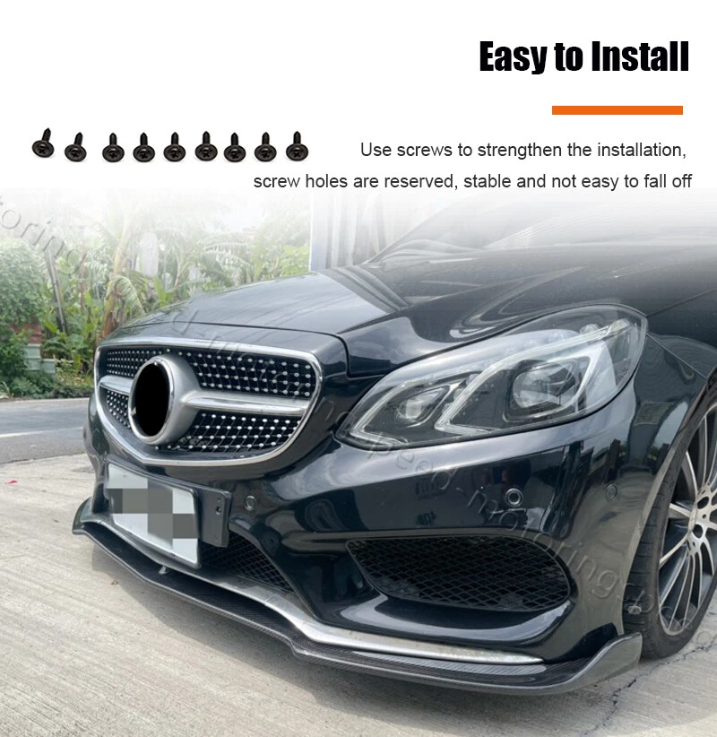 For Mercedes Benz W212 E300 E350 E550 13-15 Real Carbon Front Bumper Lip Spoiler - Image 4 of 4