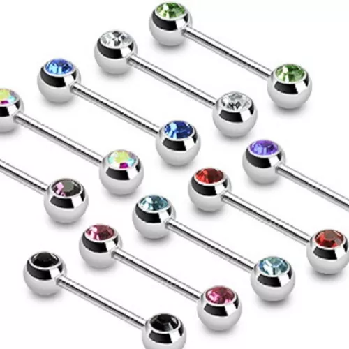 1 x 14g 12mm Surgical Steel Barbell Nipple Bar with Double