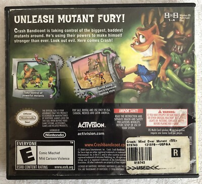 Crash Mind Over Mutant - Nintendo DS - ***Case And Instructions