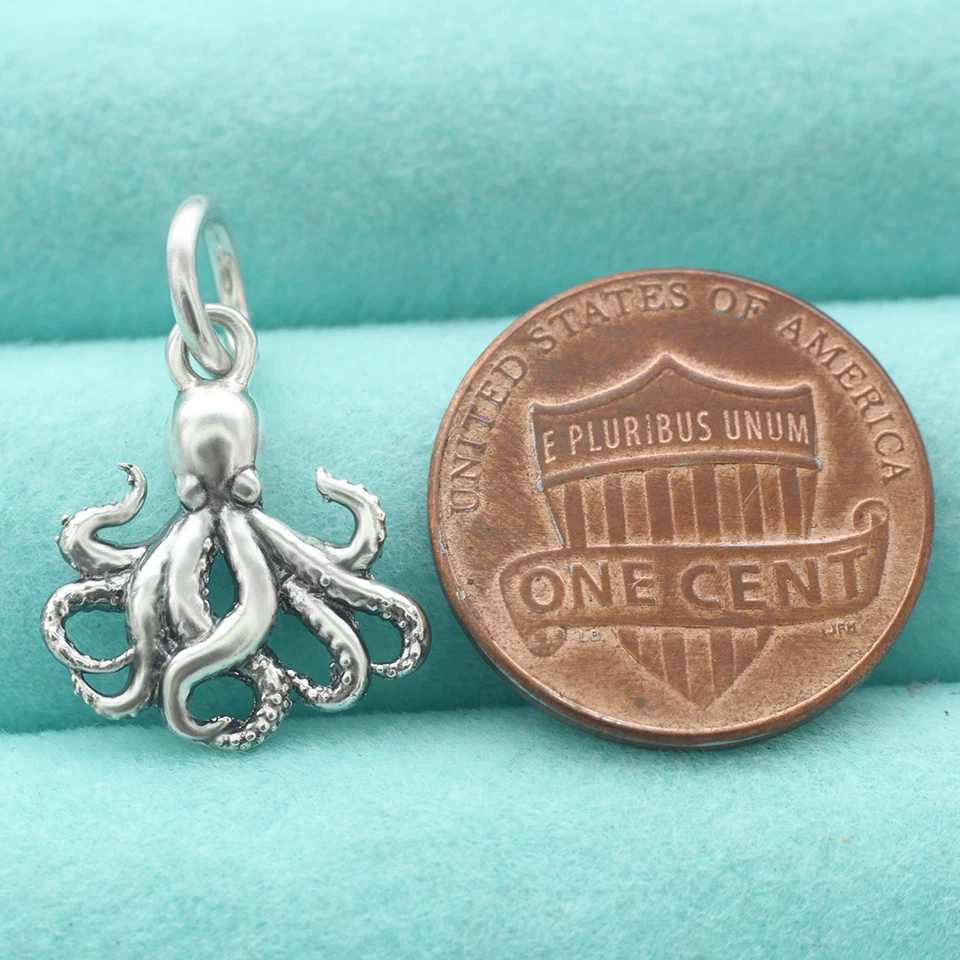 Dije colgante pulpo plata de ley 925 vida marina animal océano playa náutico Foto 3 de 4