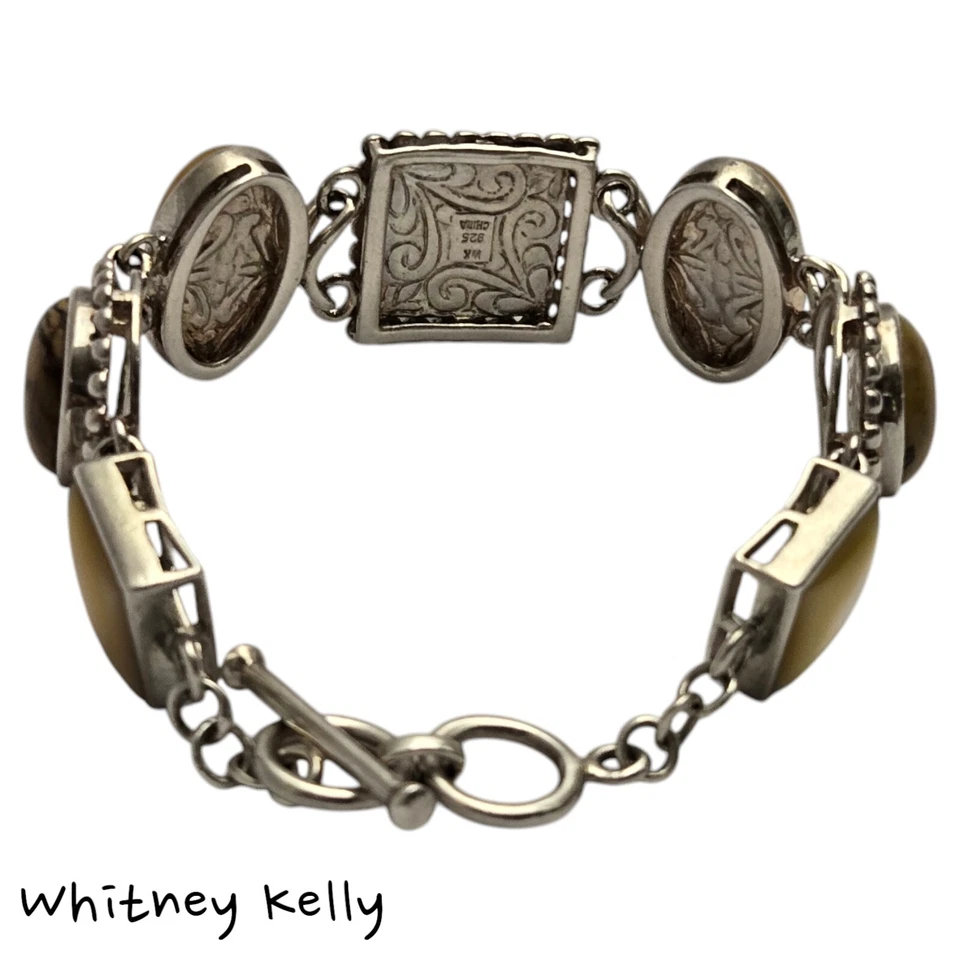 Pulsera WHITNEY KELLY 925 Plata Vintage Ojo de Tigre Jaspe y Multipiedra Foto 2 de 4