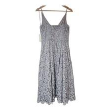 Eliza J Floral Lace Fit And Flare Gray Midi Cocktail Dress Size 4