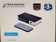 J-Tech Digital 4K@30HZ 4-Port HDMI Switch with PIP, IR, HDCP 1.4 Wireless Remote