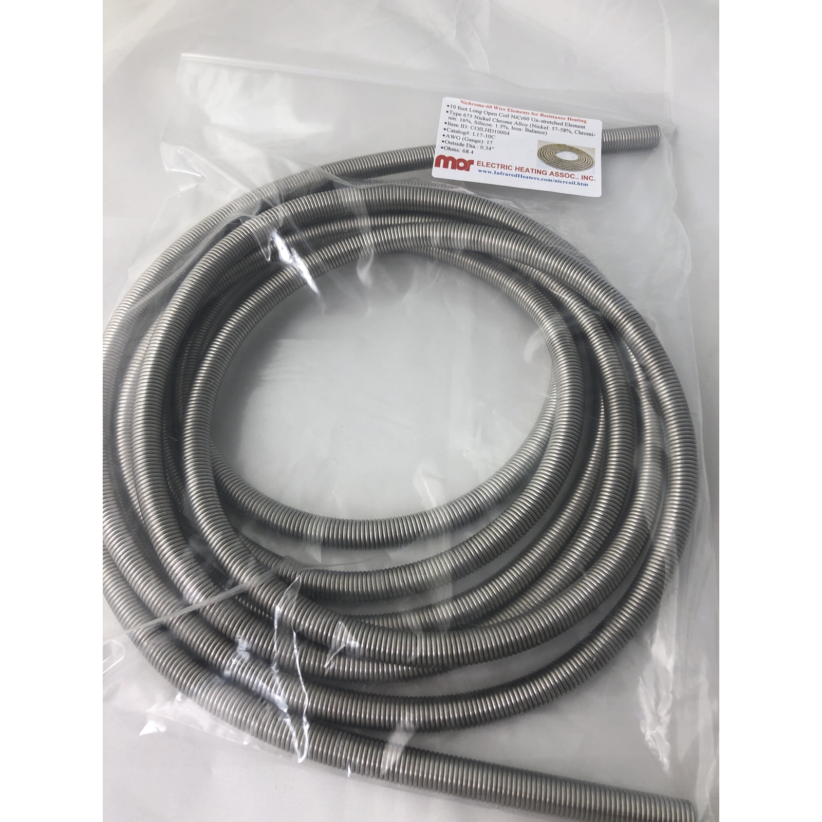 L17-10C N6 .25ID 10ft Nichrome Open Coil