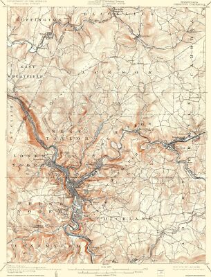Topographical Map - Johnstown Pennsylvania Quad - USGS 1907 - 23 x 30.19
