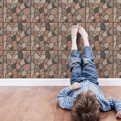 3D Tile Brick Wall Sticker Panel Wallpaper Self-adhesive 10Pcs Waterproof PVC