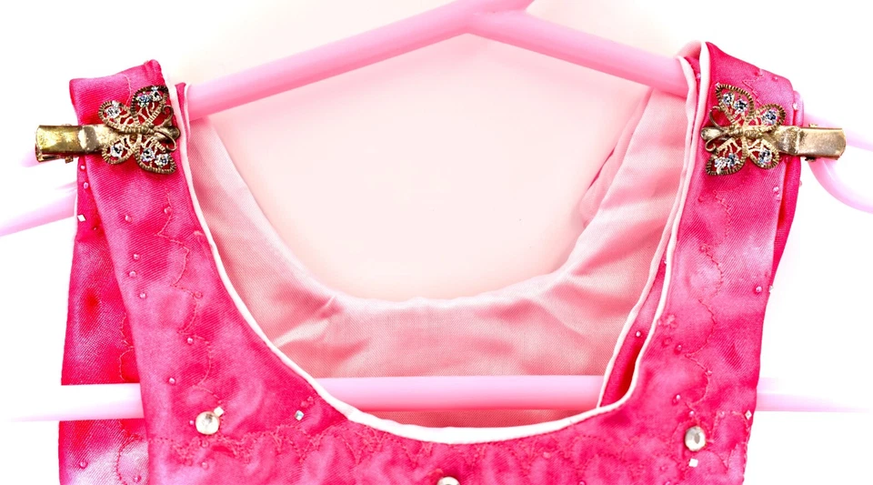 Handmade Couture Dog Pink Poodle Dress,Tie-Dye,Bead Butterfly,Crystals,Lined,Sm - Image 2 of 4