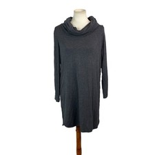 Lou & Grey Dress Women's Size L Dark Heather Gray Jersey Cowlneck Lagenlook