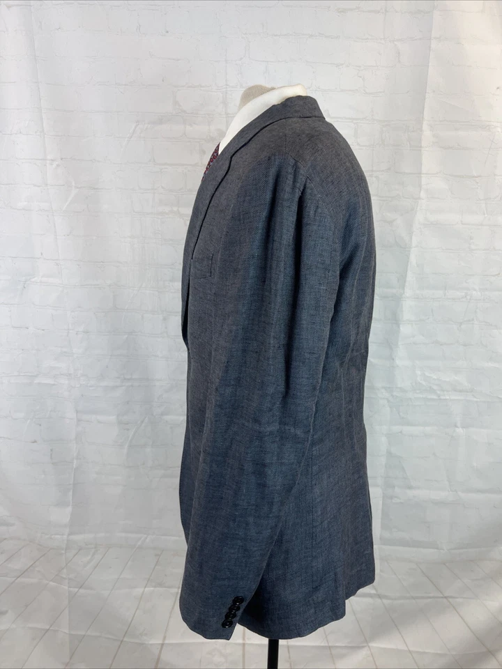 Etro Men's Gray Blue Striped Linen Blazer 40R $2,495 - Image 4 of 4