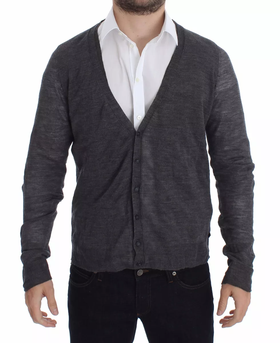 COSTUME NATIONAL C'N'C Gray Wool Button Cardigan Sweater s. IT50 / L RRP $320