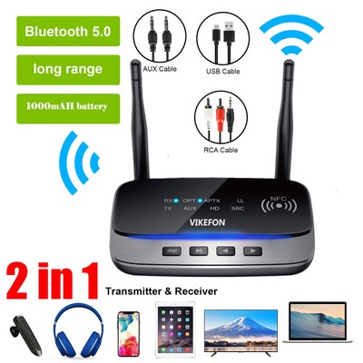 262ft Long Range 5.0 B-T Audio Transmitter Receiver NFC Cordless Adapter