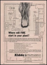 1957 Walter Kidde Co. Belleville New Jersey Plant Fire System Blueprint Print Ad
