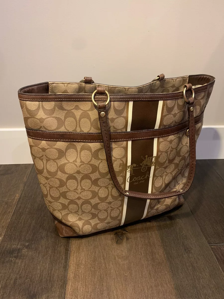 Coach LaRge Tote Bag Coated Canvas With Leather Accents Signature Print  ($200)