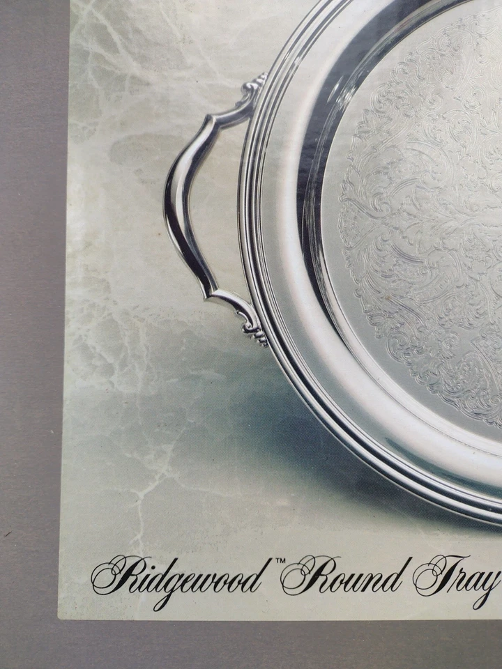 NEW Oneida Silverplate Ridgewood Round Tray With Handles 14.5”. 82021914A nib - Image 3 of 4