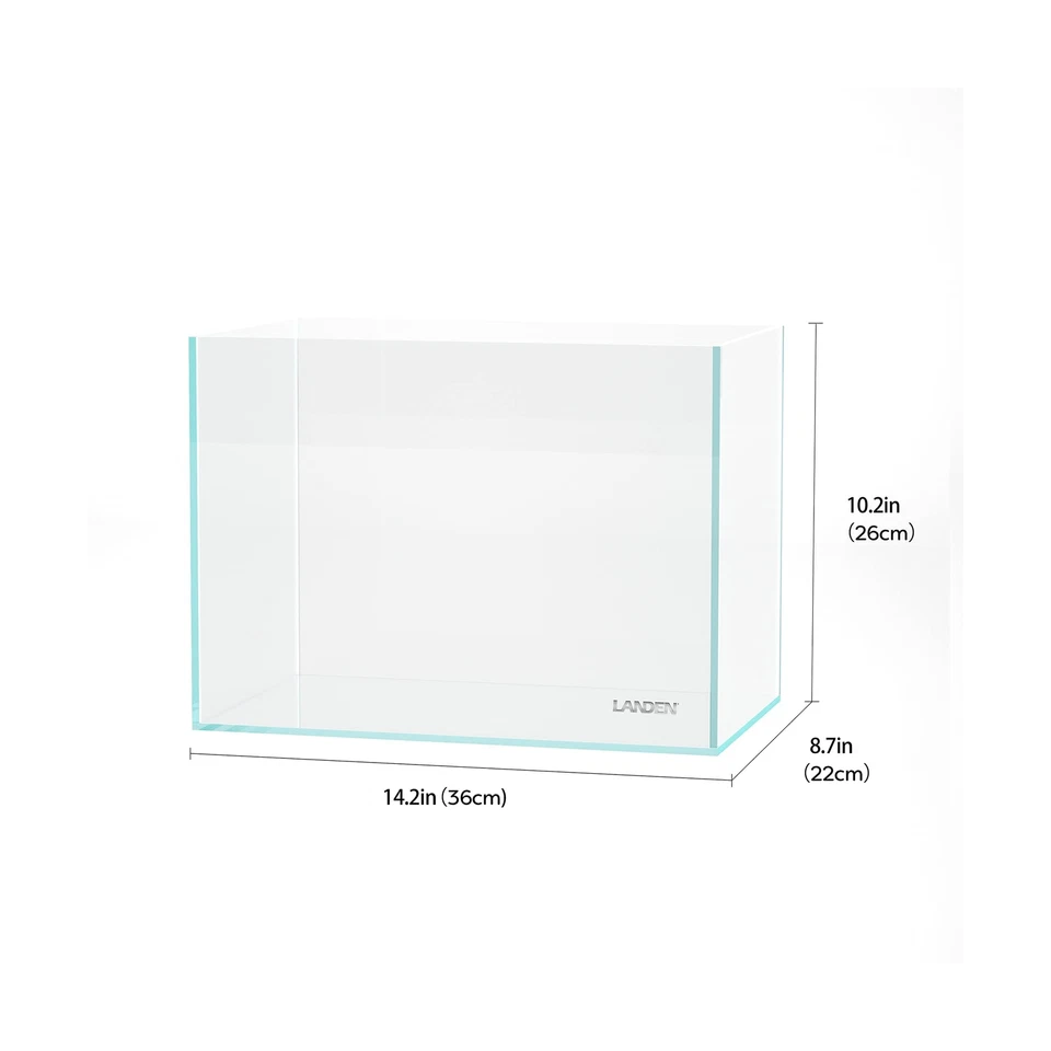 Tanque de acuario de hierro bajo sin borde LANDEN 36N 5 galones, W14.2×D8.7×H10.2 i Foto 2 de 4