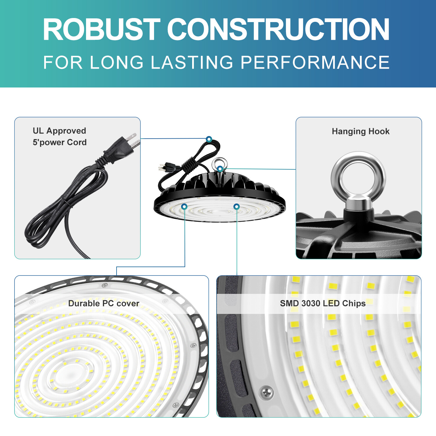 10 Pack 200W UFO Led High Bay Light Commercial Industrial Warehouse