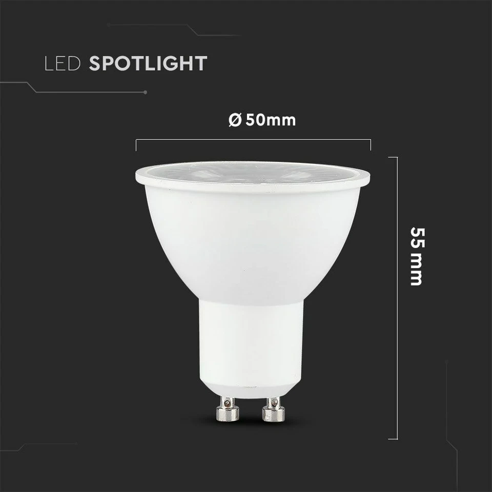 LED GU10 5W Spotlight Plastic 380Lm Cool / Nautral / Warm White by V-TAC - Image 4 of 4