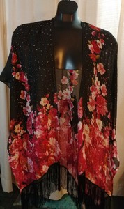black floral print kimono