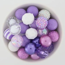 Purple Mix 20mm Chunky Bubblegum Beads, Purple White Variety, for Pens Craft