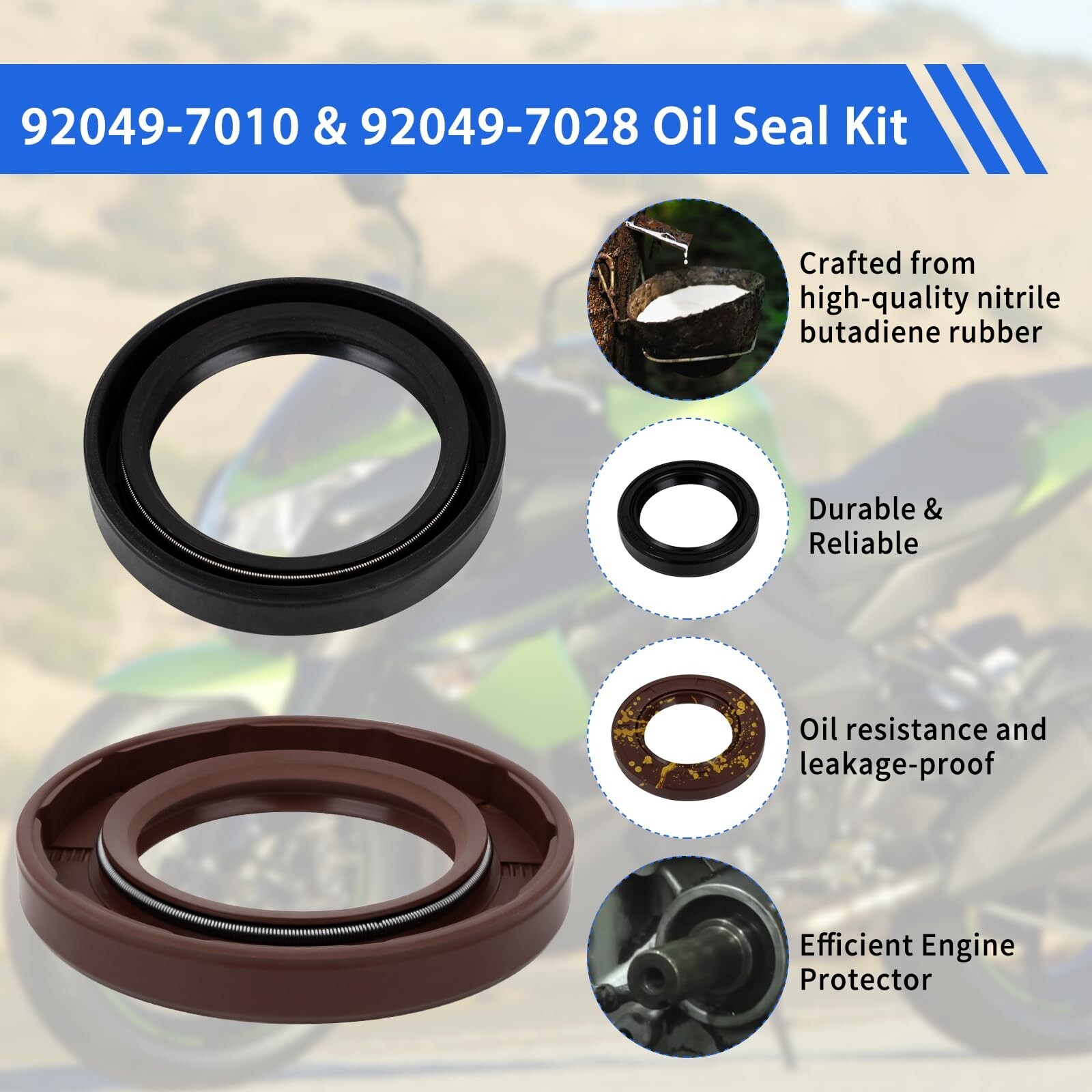 Genuine Kawasaki Crankcase Oil Seals - Part #92049-7022/7010 For FH601D, FH721D, FH770D Engines - Made In Japan