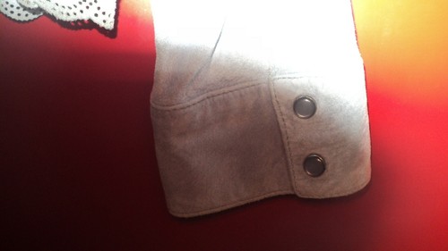 ATTITUDE LAVENDER LILAC GENUINE SUEDE LEATHER SHIRT TOP BLOUSE CUTWORK*SIZE XL - Picture 4 of 6