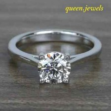 Solitaire Engagement Ring 1.71CT Lab-Created Round Cut Diamond 14K White Gold FN