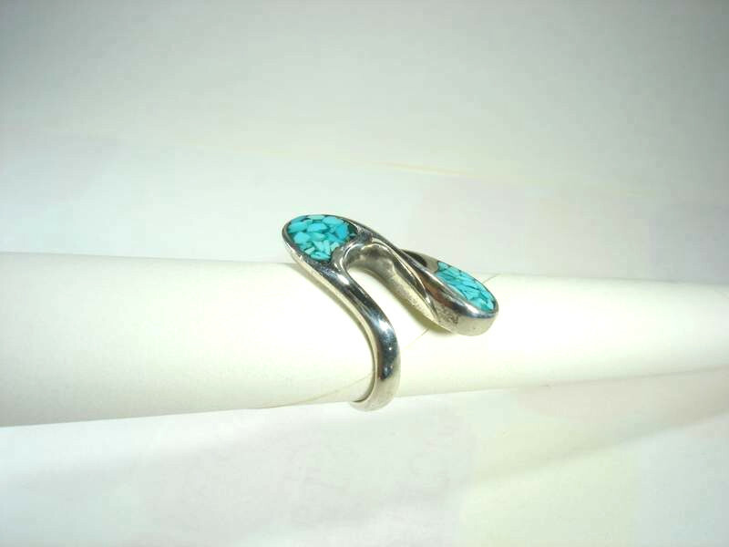 SILVER and TURQUOISE Ring - Solid Sterling Silver… - image 6