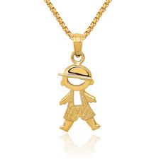 14K Solid Yellow Gold Boy Necklace