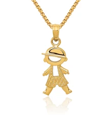 14K Solid Yellow Gold Boy Necklace