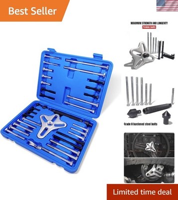 Versatile 46-Piece Harmonic Balancer & Steering Wheel Puller Set - Durable Blue
