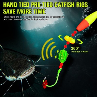 Float Fishing Rig Set 5-teilig mit Circle Hooks und fluoreszierenden Schwimmern
