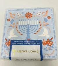 Festive Lights Hanukkah Cocktail Napkins 40 Total Napkins New
