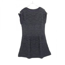 CHANEL COCO Mark button sleeveless Dress knitwear cotton Navy Used Women #44