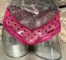 Victoria's Secret Polka Dot Embroidered Mesh CHEEKY Panty Sz XS BURGUNDY NWT 18