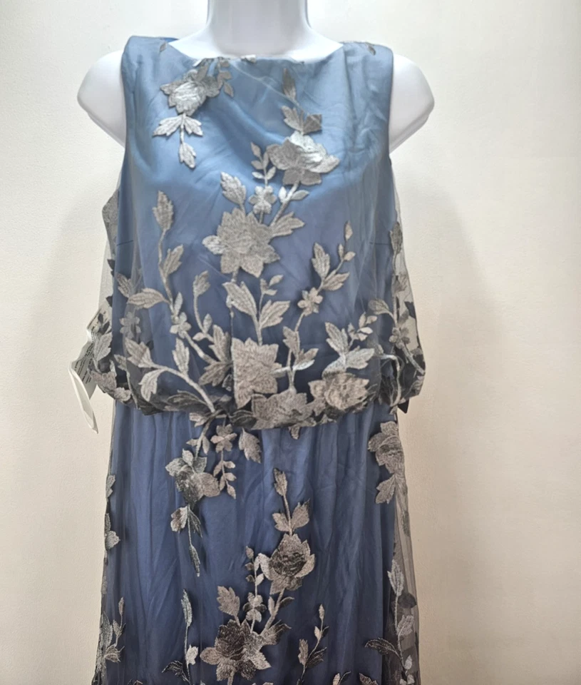 Vestido JS Collections Mujer Azul Brynn Floral Sin Mangas Bordado Malla Talla 4 Foto 2 de 4