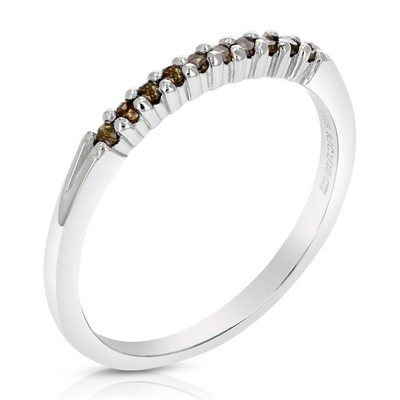 1/10 ct Champagner Diamant Ring Ehering für Damen 0,925 Sterlingsilber Braun