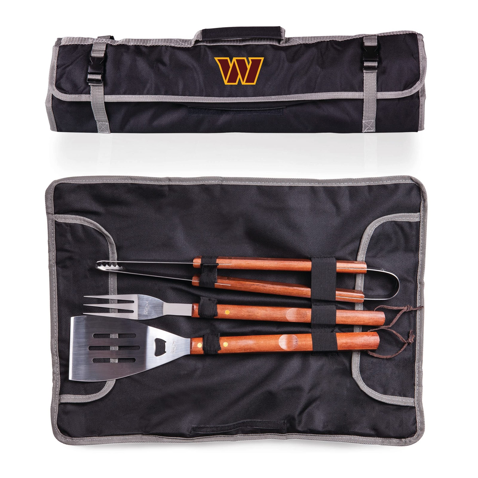 Washington Commanders 3-Piece BBQ Tote & Grill Set, (Black with Gray Accents)