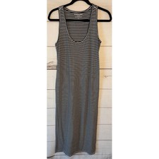 Everlane Womens Small Black White Striped Cotton Scoop Neck Midi Tank Dress