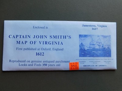 Captain John Smith's Map of Virginia (1612) - reproduced on antiqued parchment