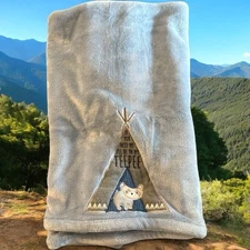 Levtex Blue Baby Blanket Lovey Find Me In My Teepee Plush