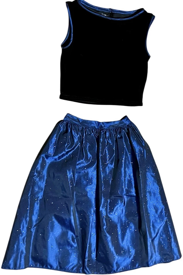 Jessica McClintock 2 Pc Dress Velvet Tank Ballerina high Rise Skirt Y2K 8 Formal - Image 2 of 4